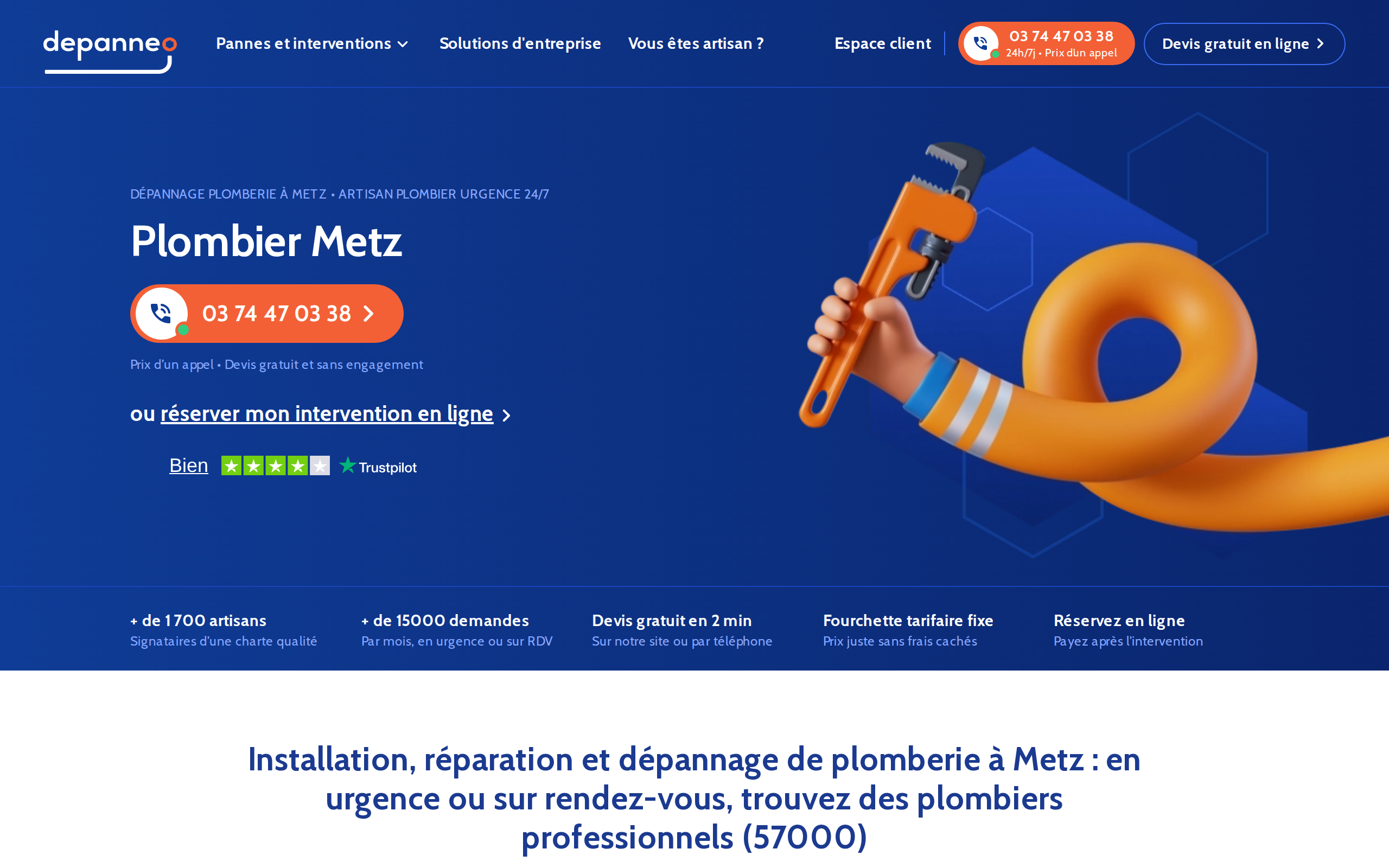 Aperçu du site Depanneo