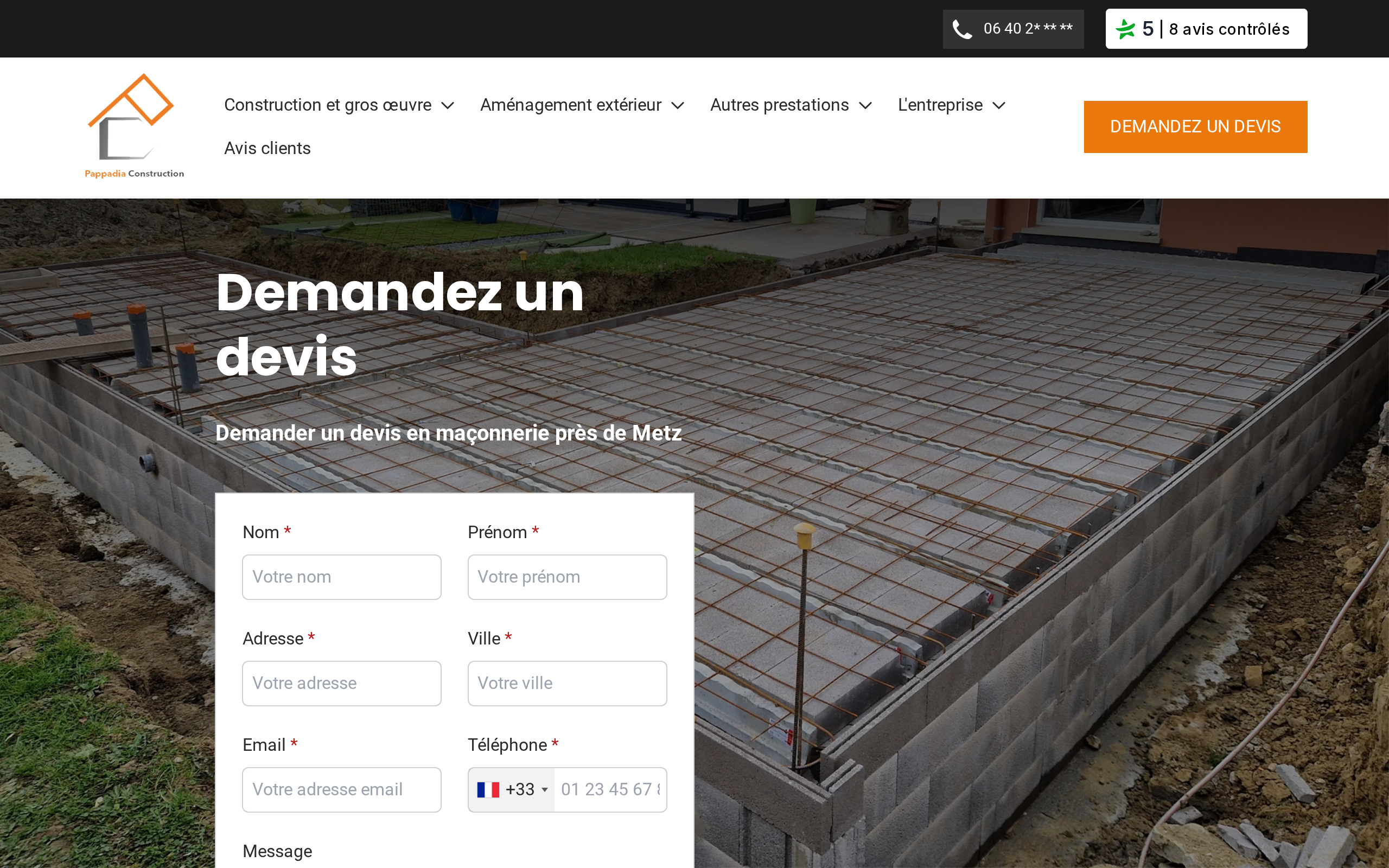 Aperçu du site PAPPADIA CONSTRUCTION