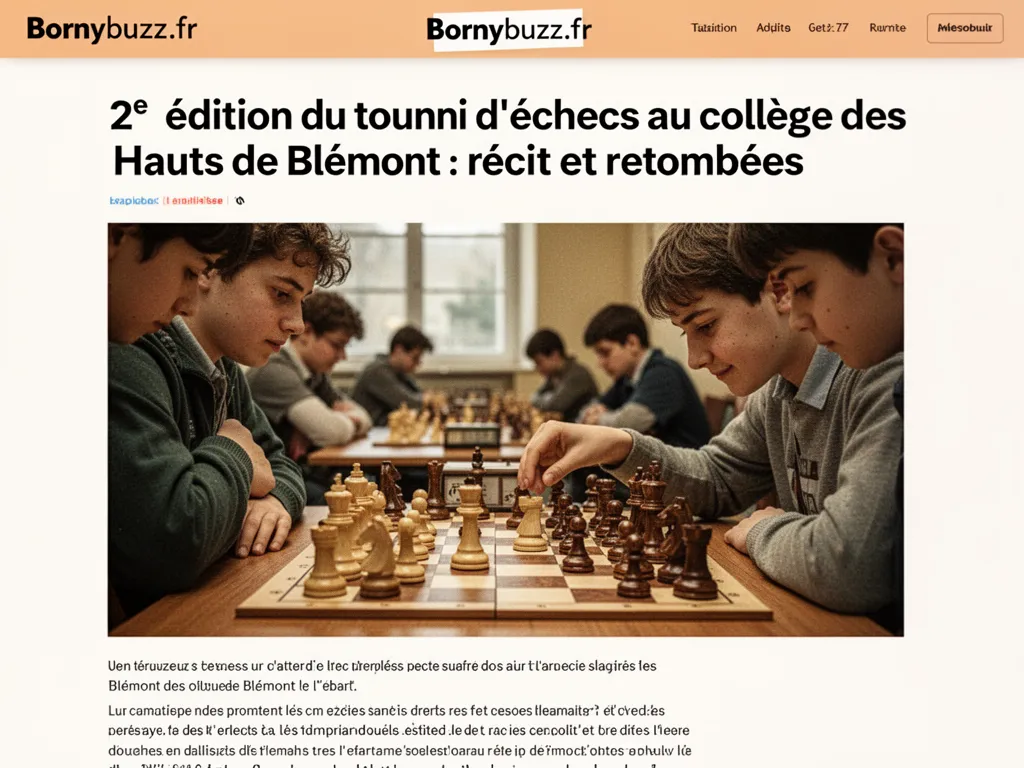 2ᵉ édition du tournoi d'échecs au collège des Hauts de Blémont : récit et retombées