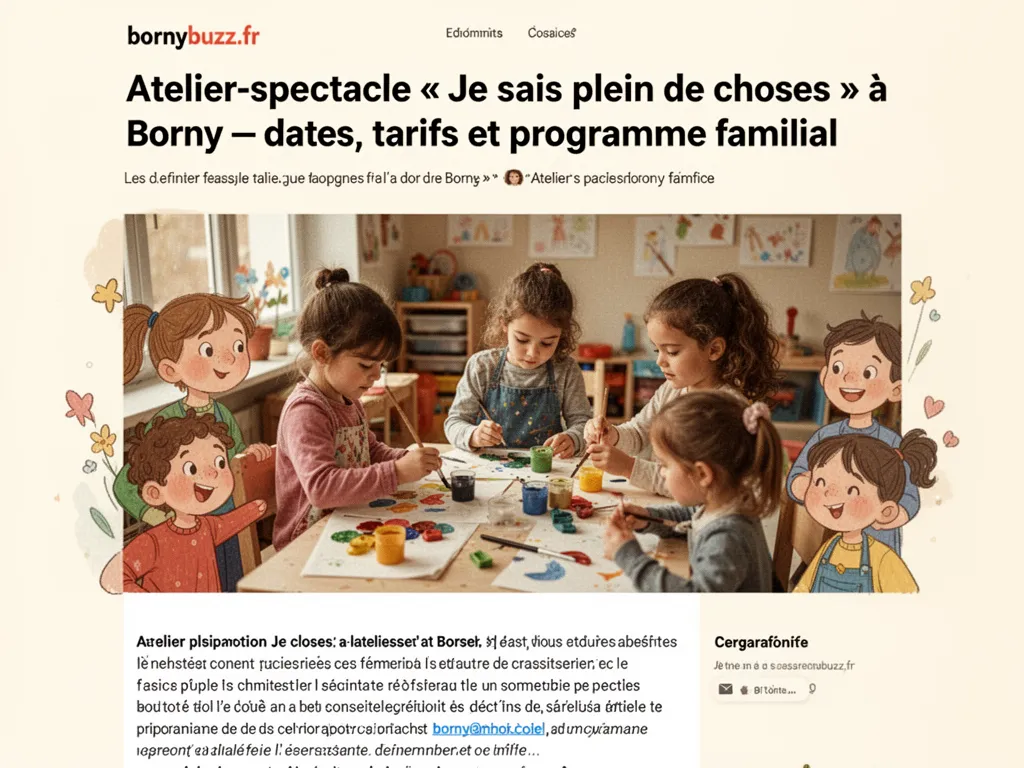 Atelier-spectacle « Je sais plein de choses » à Borny — dates, tarifs et programme familial