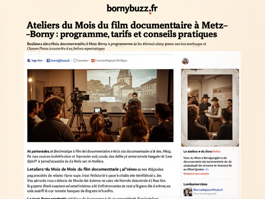 Ateliers du Mois du film documentaire à Metz‑Borny : programme, tarifs et conseils pratiques