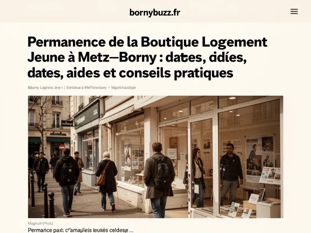 Permanence de la Boutique Logement Jeune à Metz‑Borny : dates, aides et conseils pratiques