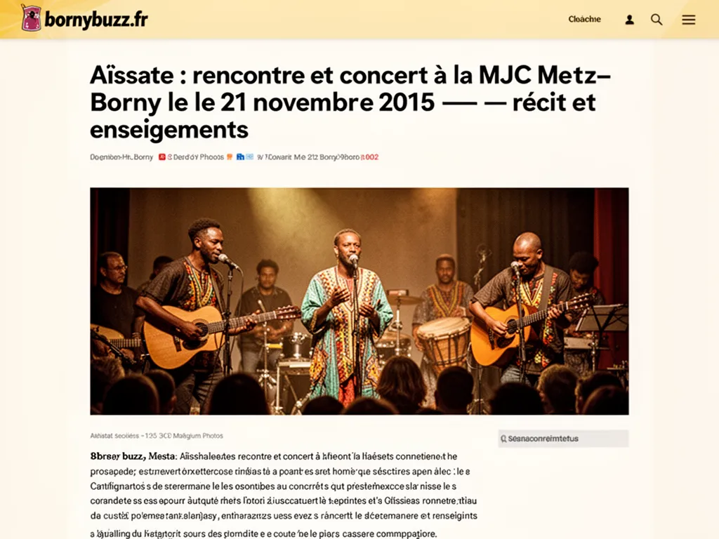 Aïssate : rencontre et concert à la MJC Metz-Borny le 21 novembre 2015 — récit et enseignements