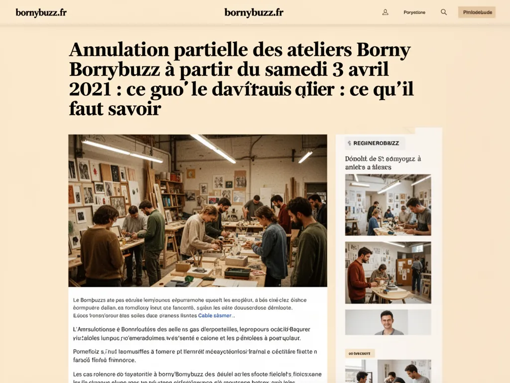 Annulation partielle des ateliers Bornybuzz à partir du samedi 3 avril 2021 : ce qu’il faut savoir