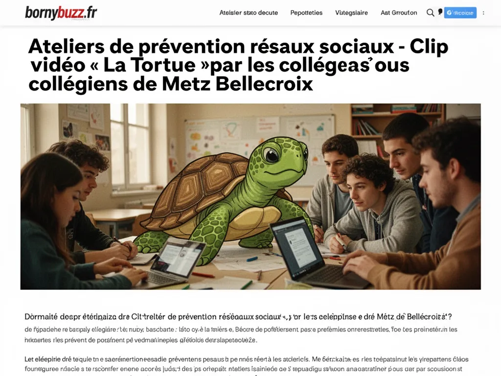 Ateliers de prévention réseaux sociaux - Clip vidéo « La Tortue » par les collégiens de Metz Bellecroix