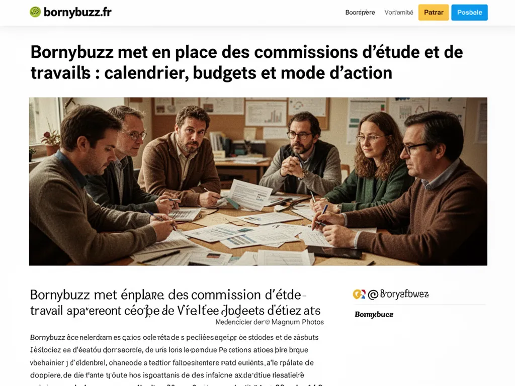 Bornybuzz met en place des commissions d'étude et de travail : calendrier, budgets et mode d'action