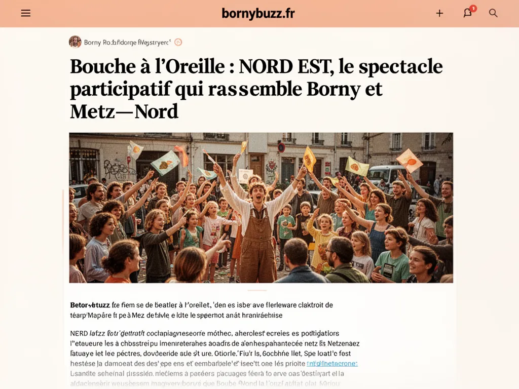 Bouche à l'Oreille : NORD EST, le spectacle participatif qui rassemble Borny et Metz‑Nord