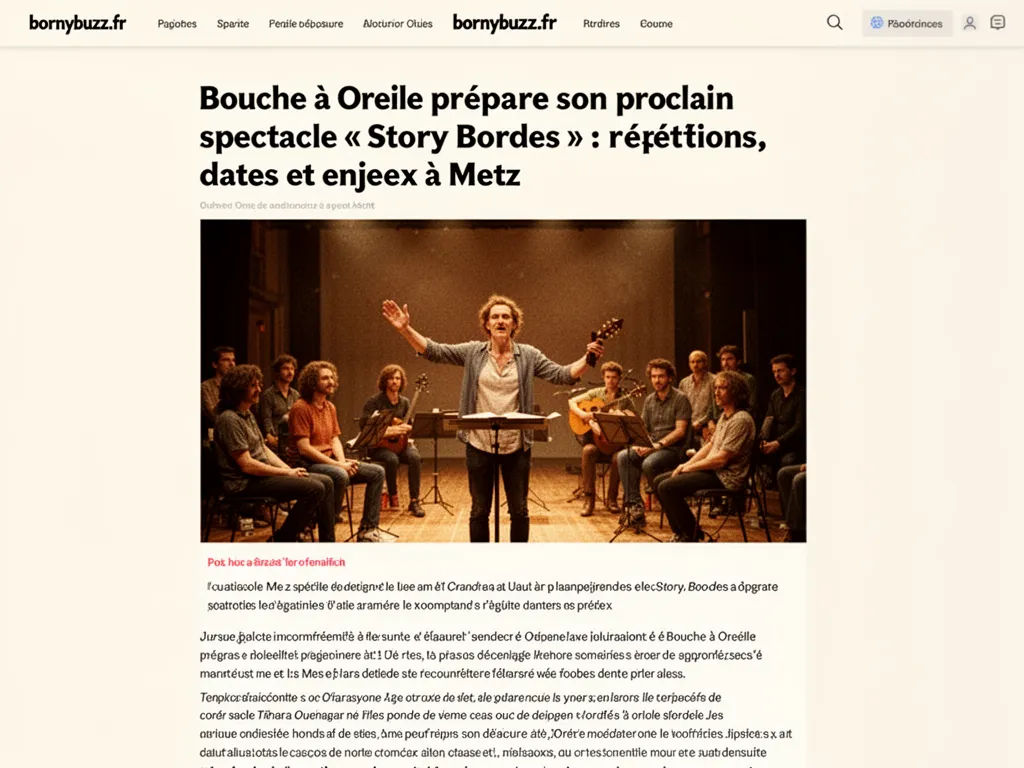 Bouche à Oreille prépare son prochain spectacle « Story Bordes » : répétitions, dates et enjeux à Metz