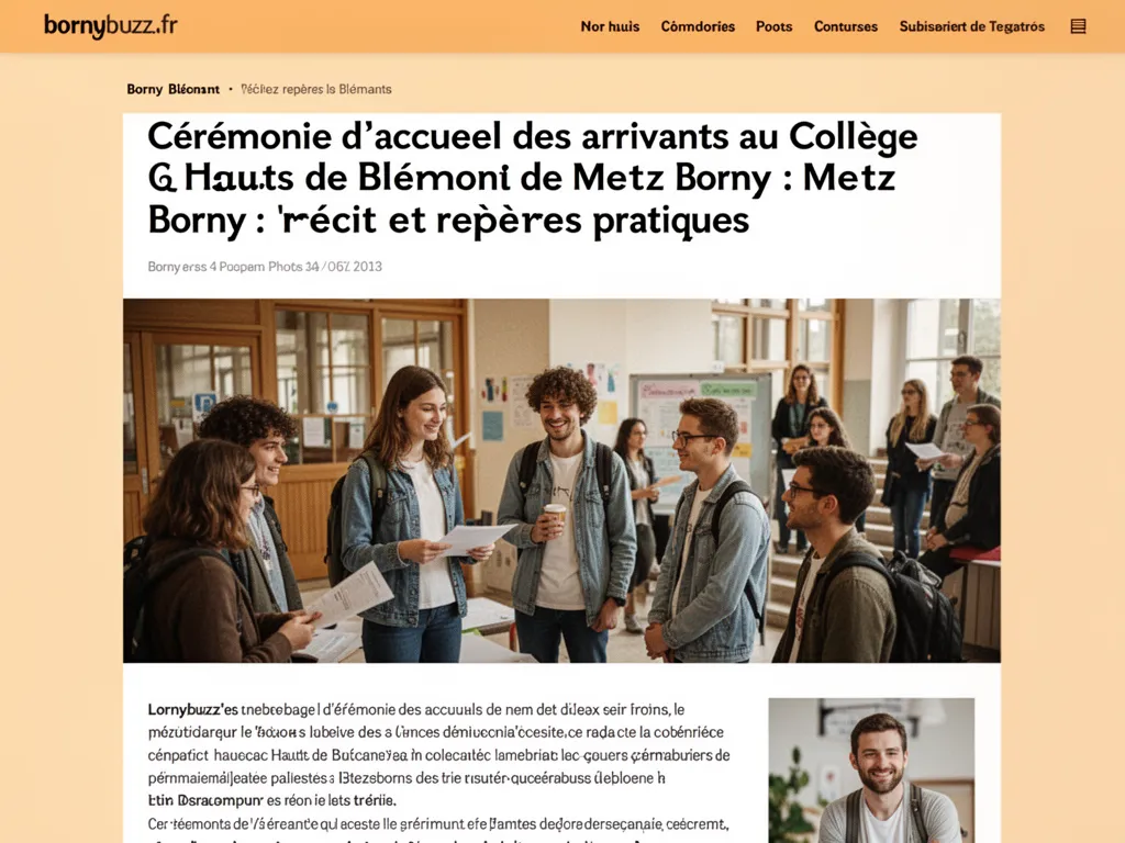 Cérémonie d'accueil des arrivants au Collège Hauts de Blémont de Metz Borny : récit et repères pratiques