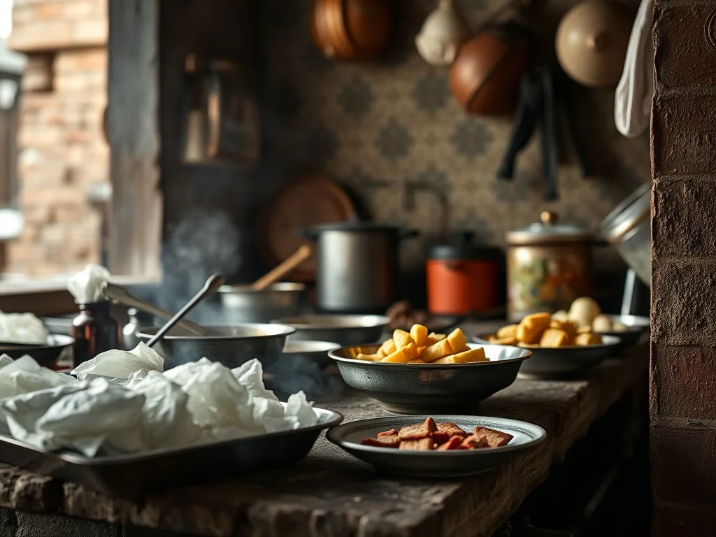 Cuisine blanche et bois avec crédence en carreaux de ciment et étagères ouvertes