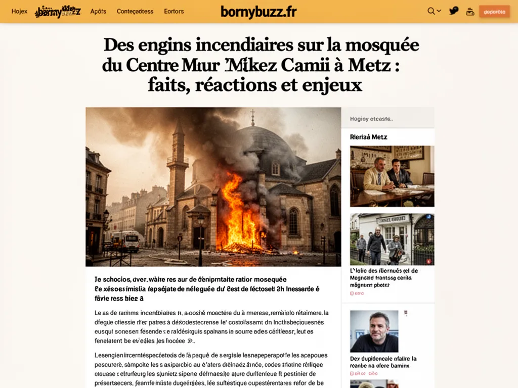 Des engins incendiaires sur la mosquée du Centre Merkez Camii à Metz : faits, réactions et enjeux
