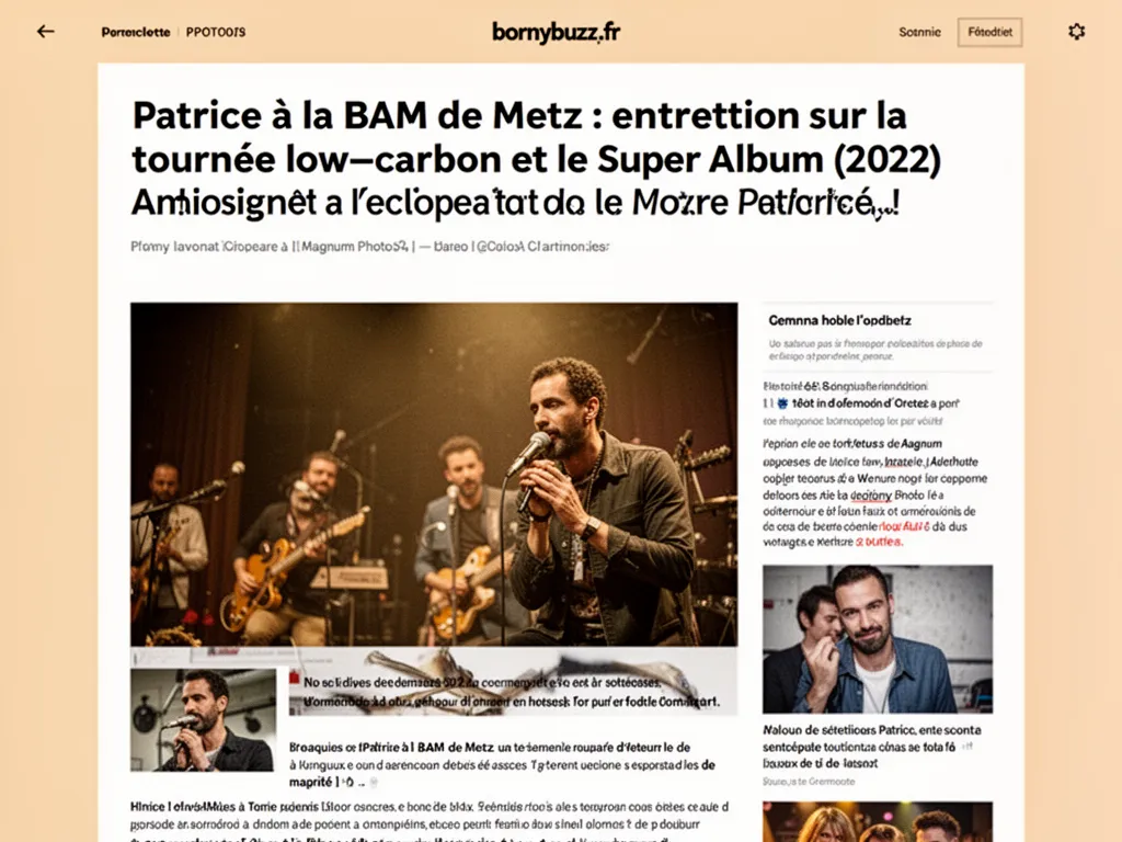 Patrice à la BAM de Metz : entretien sur la tournée low‑carbon et le Super Album (2022)