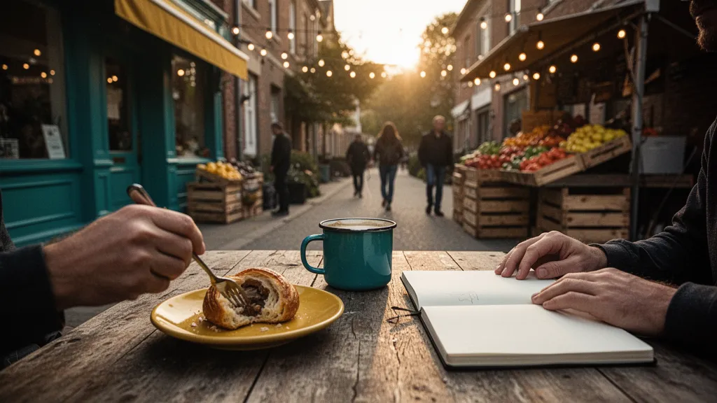 Place animée à Metz avec affiches d'événements et passants