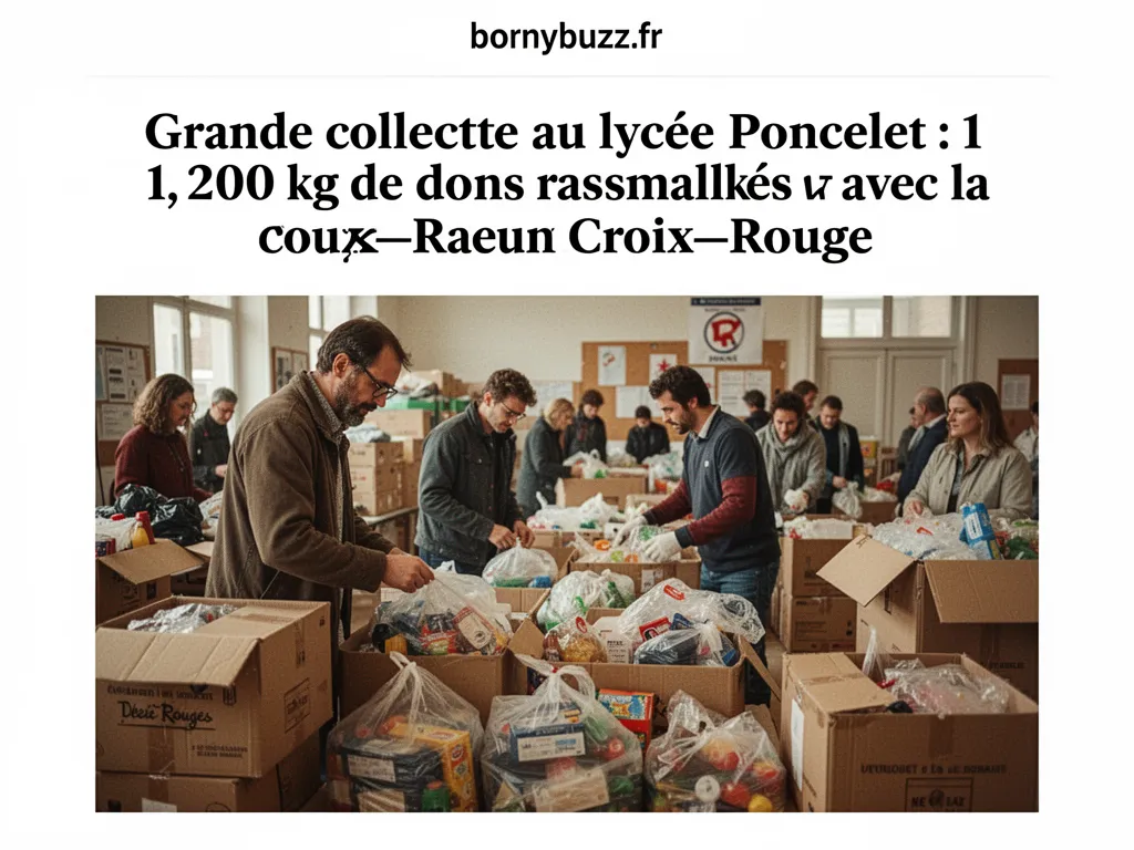 Grande collecte au lycée Poncelet : 1 200 kg de dons rassemblés avec la Croix‑Rouge