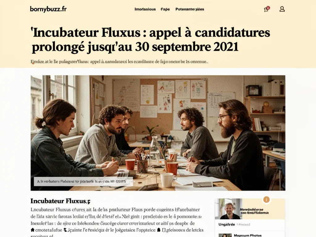 Incubateur Fluxus : appel à candidatures prolongé jusqu'au 30 septembre 2021
