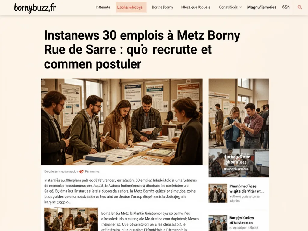 Instanews 30 emplois à Metz Borny Rue de Sarre : qui recrute et comment postuler