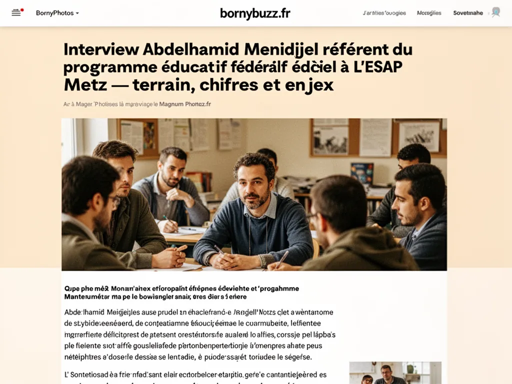 Interview Abdelhamid Menidjel référent du programme éducatif fédéral à L'ESAP Metz : terrain, chiffres et enjeux