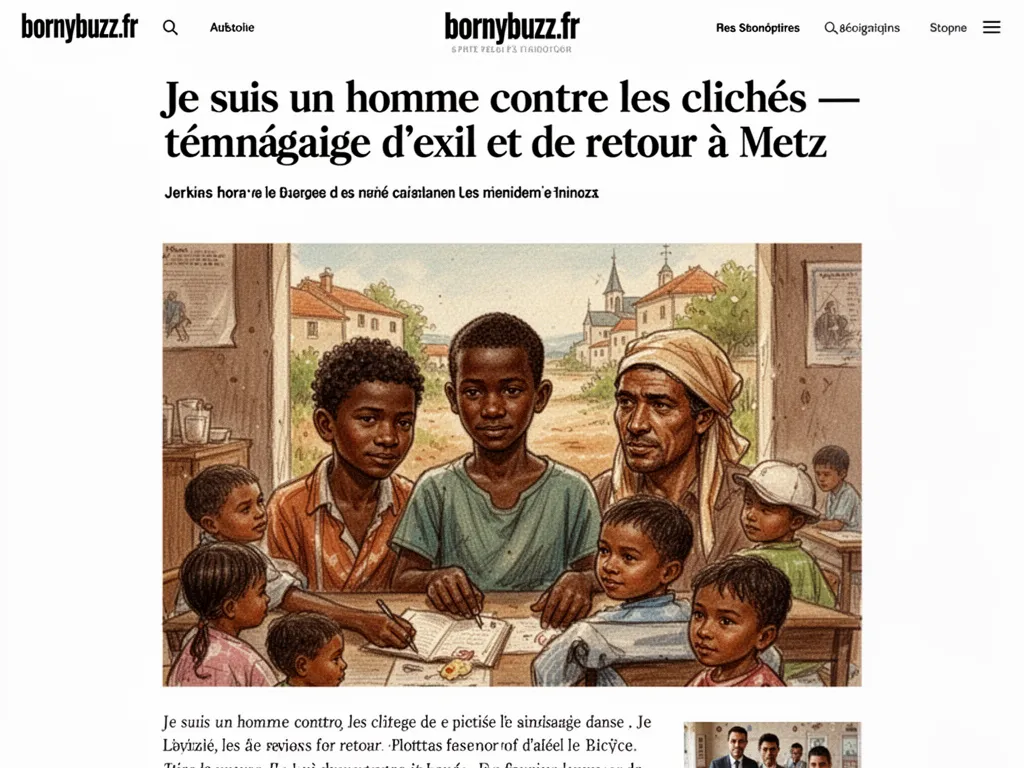 Un comédien de la pièce « Je suis un Homme » en pleine performance, incarnant le témoignage d’un exilé.