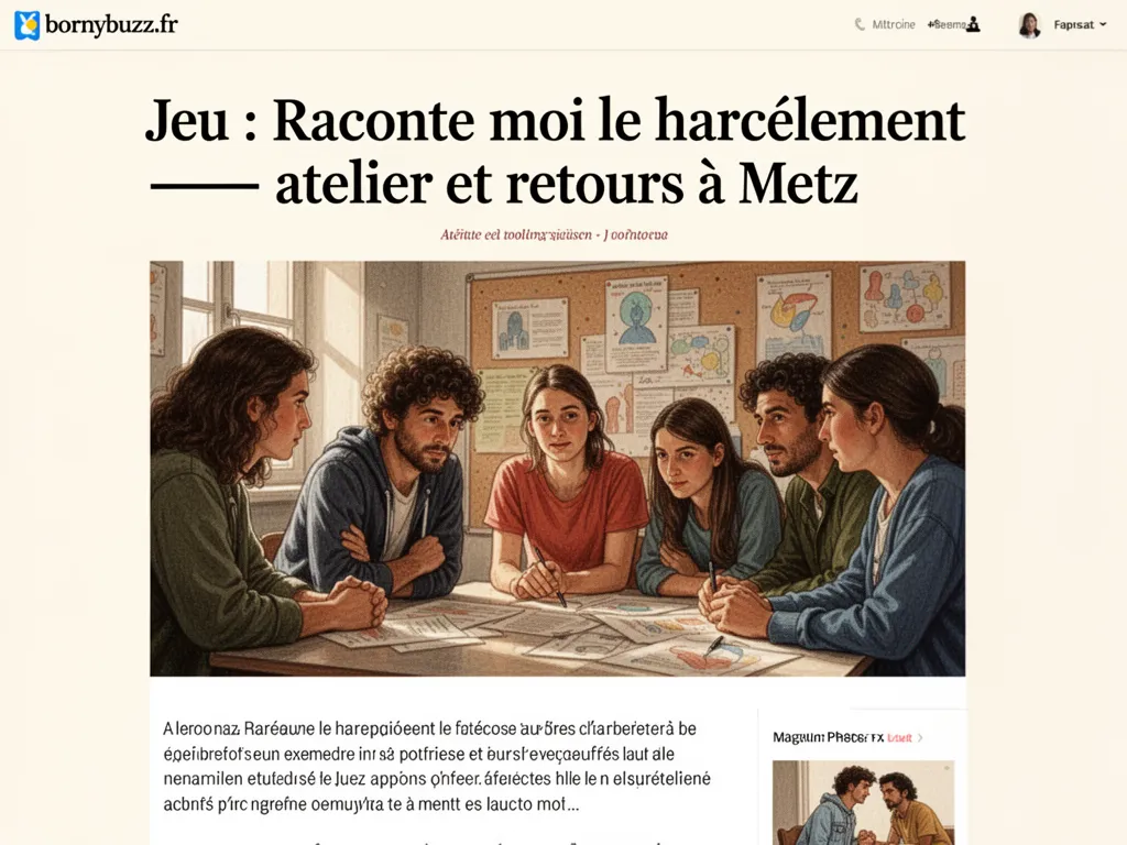 Jeu : Raconte moi le harcèlement — atelier et retours à Metz