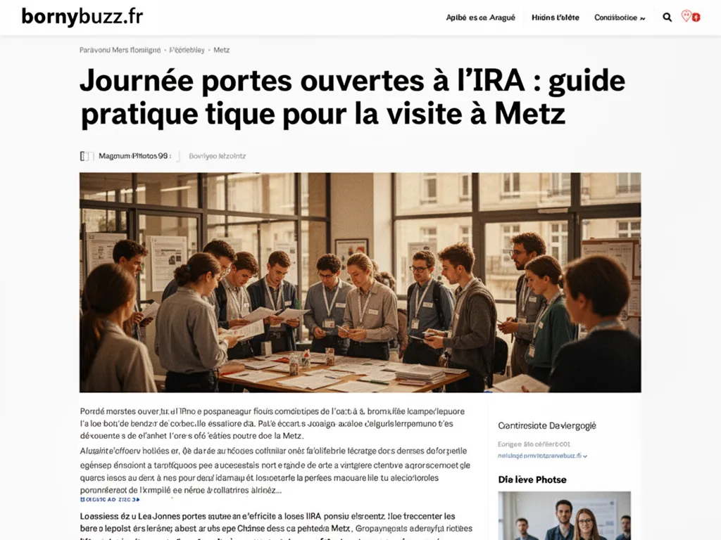 Journée portes ouvertes à l’IRA : guide pratique pour la visite à Metz