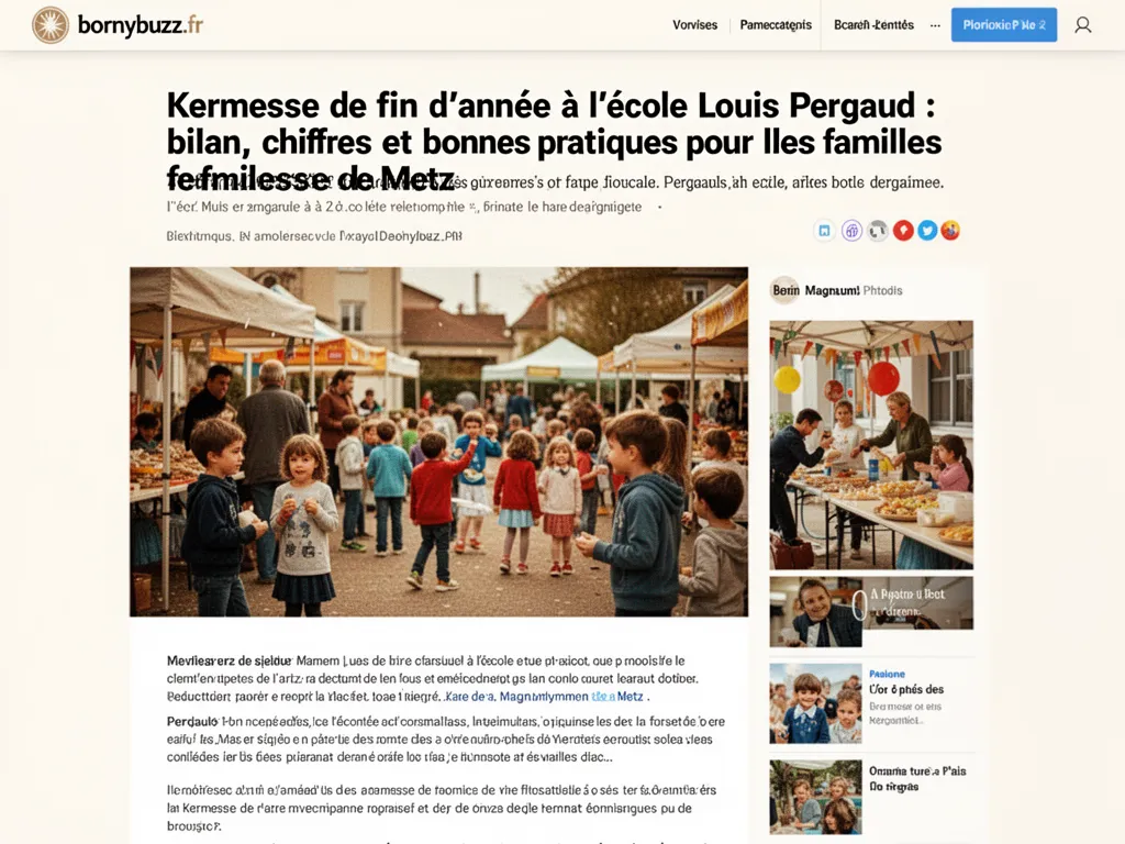 Kermesse de fin d'année à l'école Louis Pergaud : bilan, chiffres et bonnes pratiques pour les familles de Metz