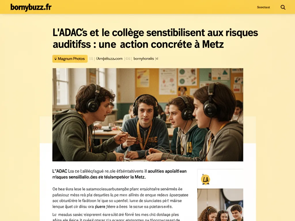 L'ADAC's et le collège sensibilisent aux risques auditifs : une action concrète à Metz