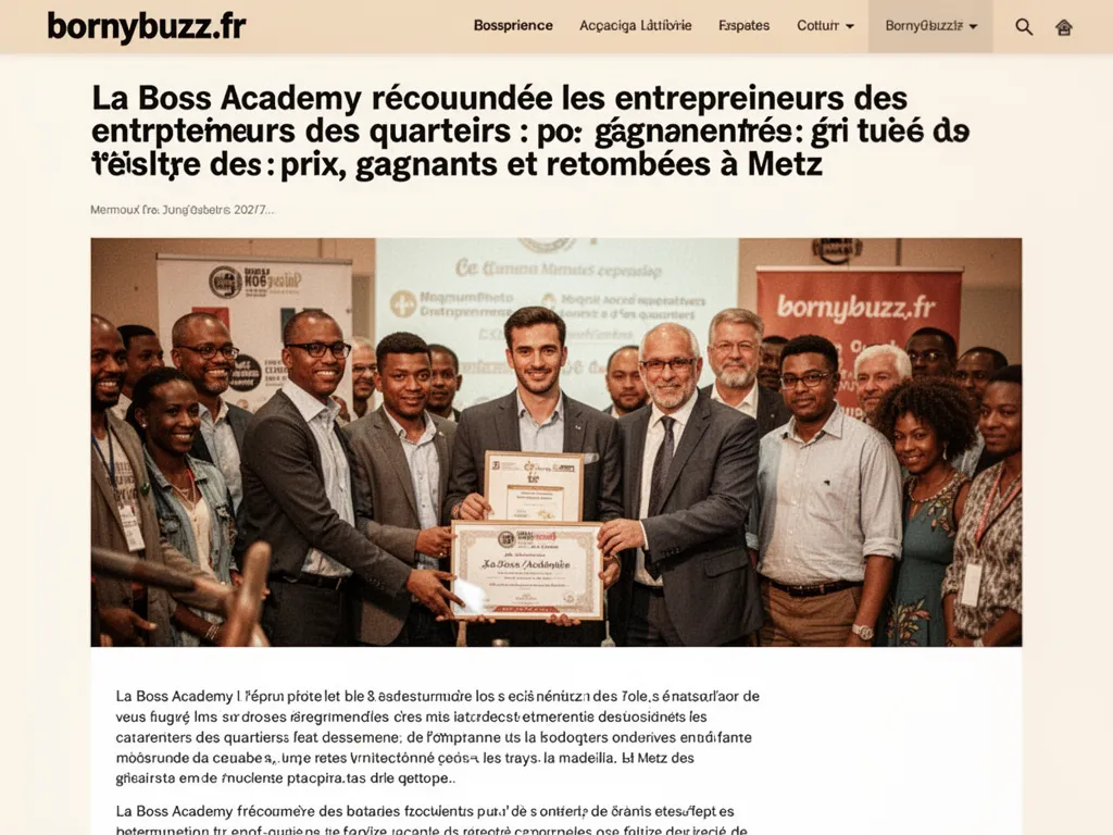 La Boss Academy récompense les entrepreneurs des quartiers : prix, gagnants et retombées à Metz