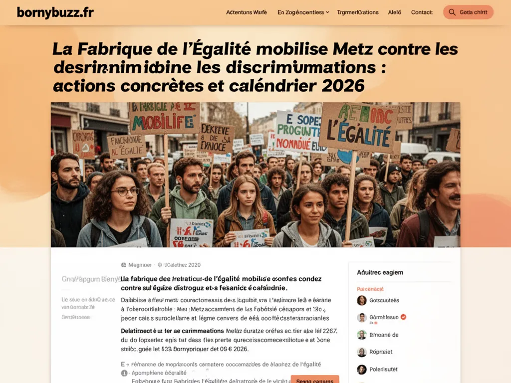 La Fabrique de l'Égalité mobilise Metz contre les discriminations : actions concrètes et calendrier 2026