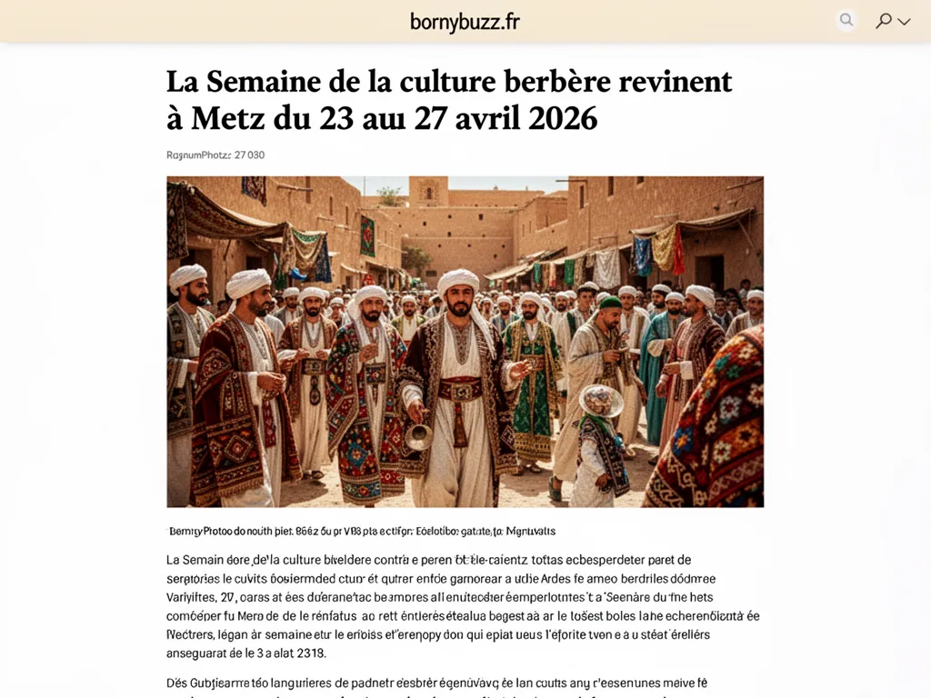 La Semaine de la culture berbère revient à Metz du 23 au 27 avril 2026