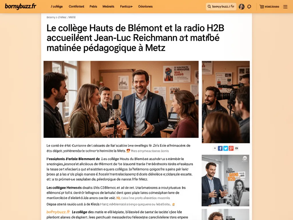 Le collège Hauts de Blémont et la radio H2B accueillent Jean-Luc Reichmann : matinée pédagogique à Metz
