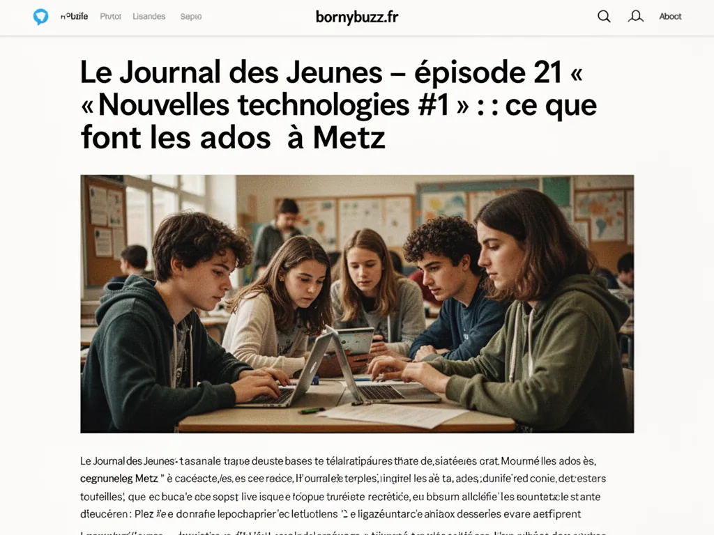 Le Journal des Jeunes – épisode 21 « Nouvelles technologies #1 » : ce que font les ados à Metz