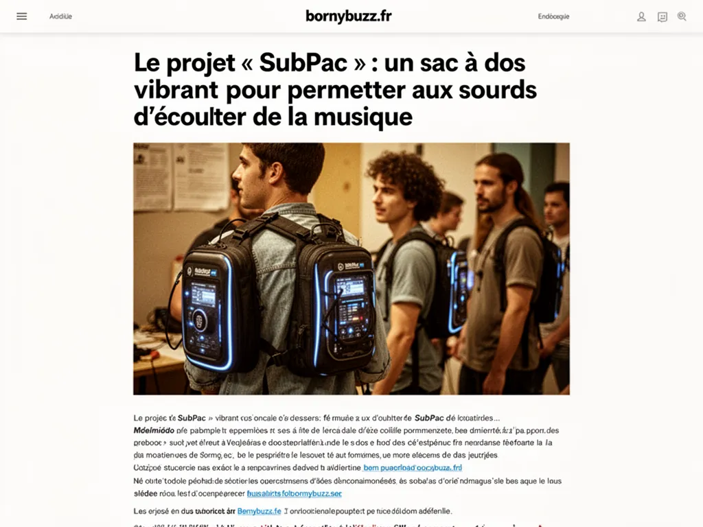 Le projet « SubPac » : un sac à dos vibrant pour permettre aux sourds d'écouter de la musique