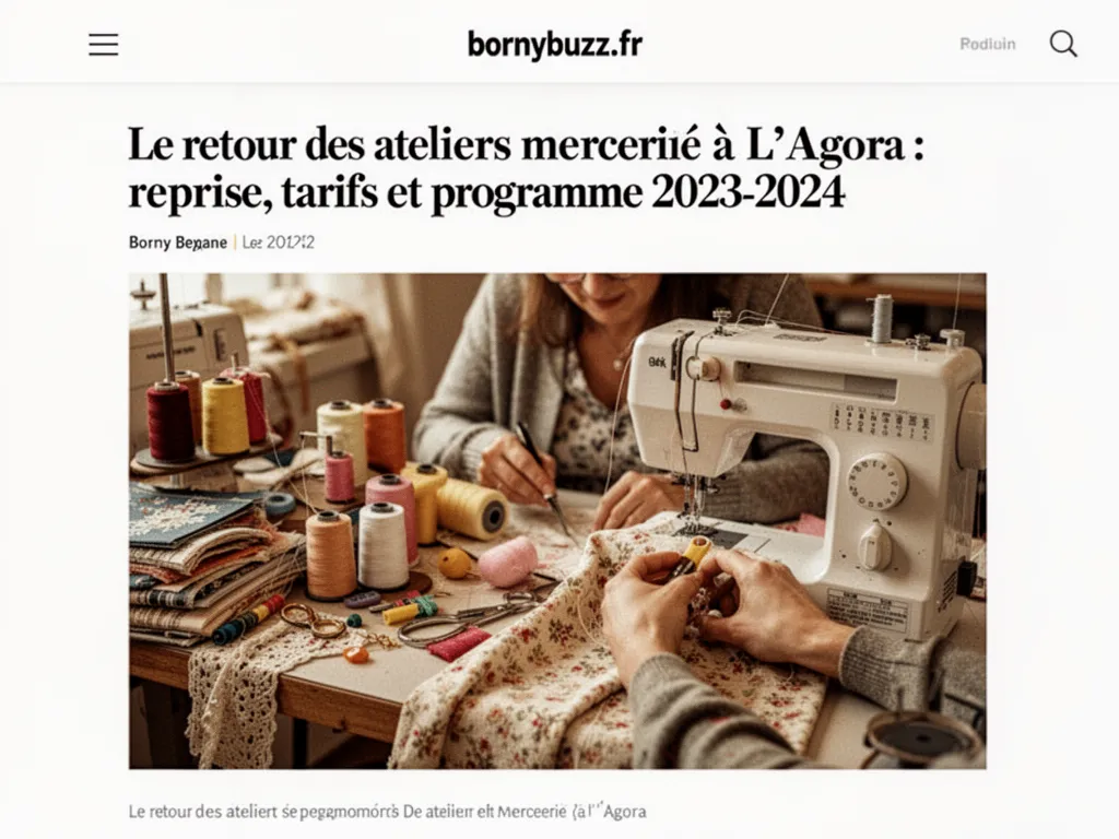 Le retour des ateliers mercerie à L'Agora : reprise, tarifs et programme 2023-2024