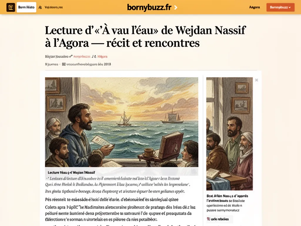 Lecture d'«À vau l’eau» de Wejdan Nassif à l'Agora : récit et rencontres