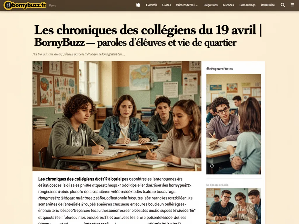 Les chroniques des collégiens du 19 avril | BornyBuzz : paroles d'élèves et vie de quartier
