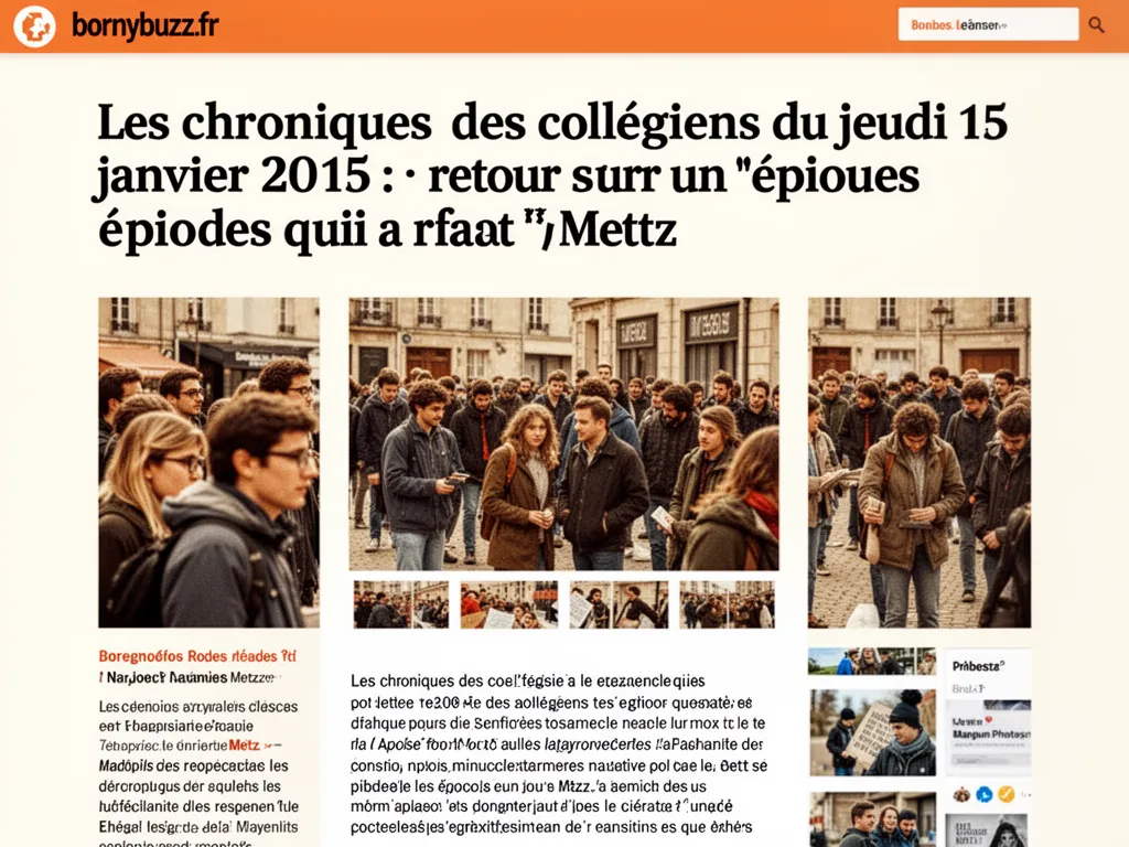 Les chroniques des collegiens du jeudi 15 janvier 2015 : retour sur un épisode qui a fait parler Metz