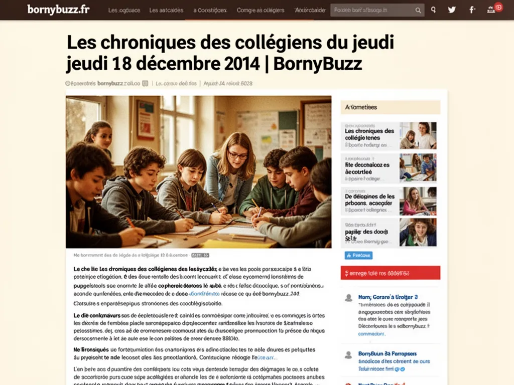 Les chroniques des collégiens du jeudi 18 décembre 2014 | BornyBuzz