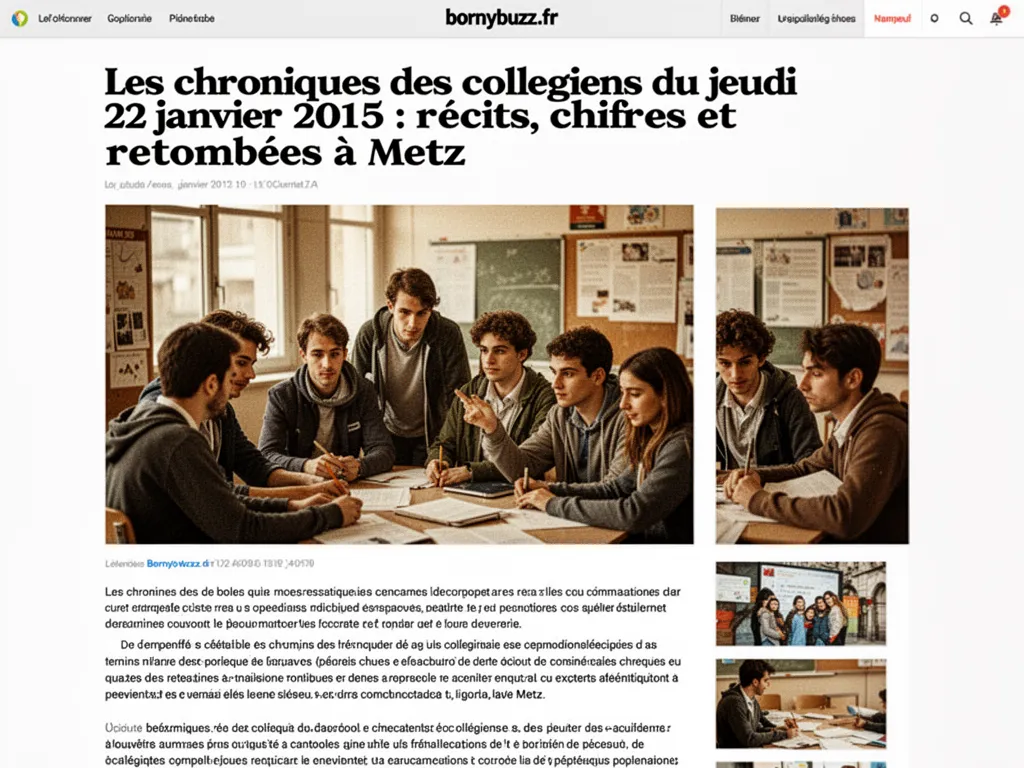 Les chroniques des collegiens du jeudi 22 janvier 2015 : récits, chiffres et retombées à Metz