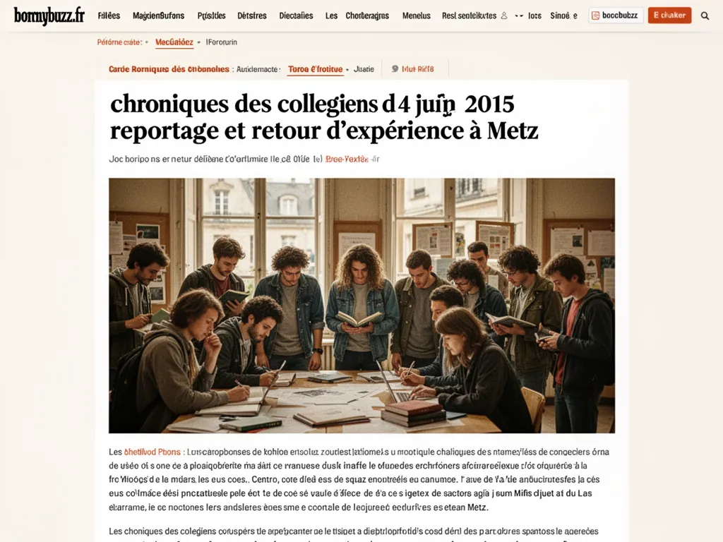 Les chroniques des collegiens du jeudi 4 juin 2015 : reportage et retour d'expérience à Metz