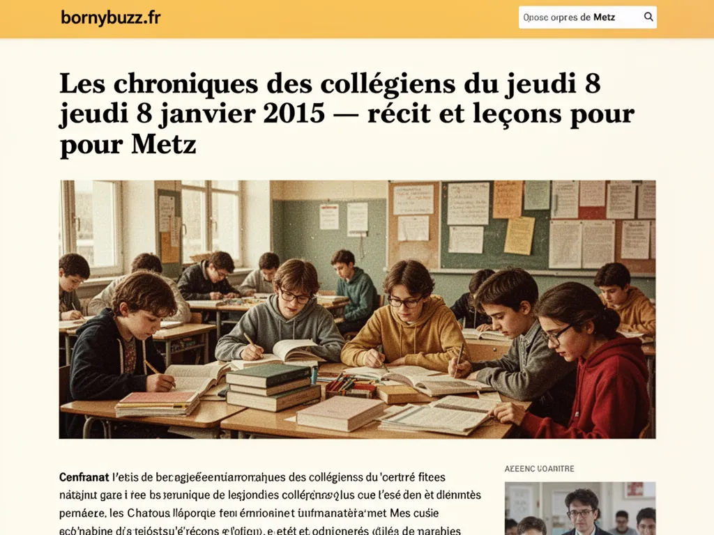 Les chroniques des collégiens du jeudi 8 janvier 2015 : récit et leçons pour Metz