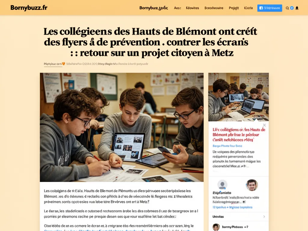 Les collégiens des Hauts de Blémont ont créé des flyers de prévention contre les écrans : retour sur un projet citoyen à Metz