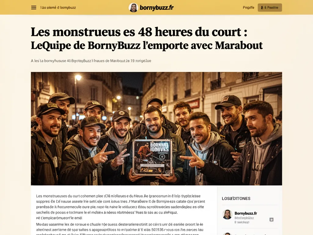 Les monstrueuses 48 heures du court : Lequipe de BornyBuzz l’emporte avec Marabout
