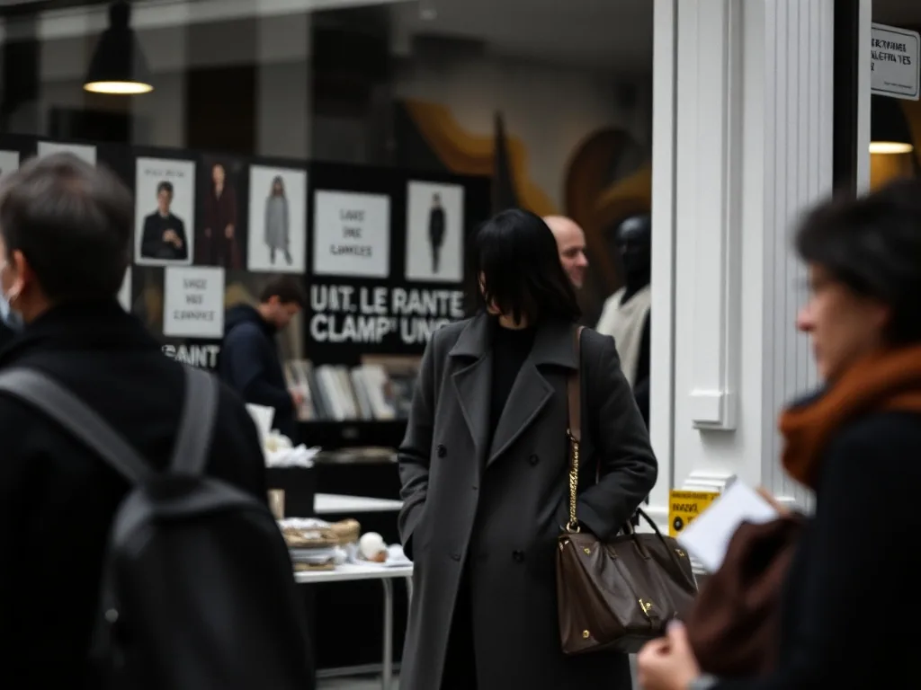 Une femme debout devant un dressing ouvert, regardant une sélection de vêtements colorés avec une expression réfléchie.