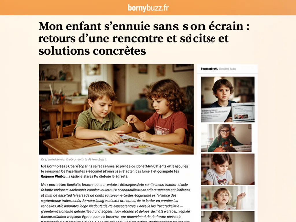 Mon enfant s’ennuie sans son écran : retours d’une rencontre et solutions concrètes