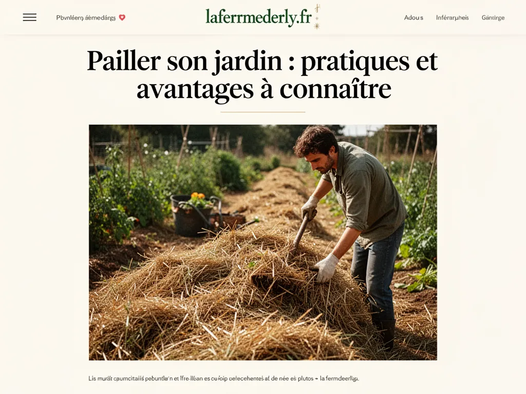 Illustration d'un jardin paillé avec des plantes florissantes