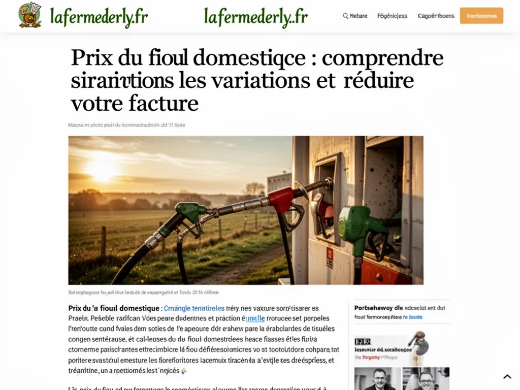 Vue d'une cuve de fioul à côté d'une ferme, ciel gris, camion-citerne en arrière-plan