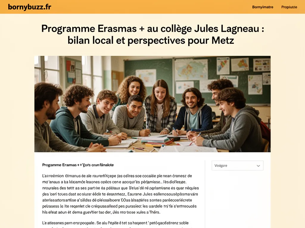 Programme Erasmus + au collège Jules Lagneau : bilan local et perspectives pour Metz