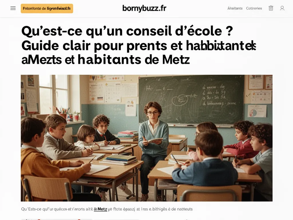 Qu'est-ce qu'un conseil d'école ? Guide clair pour parents et habitants de Metz
