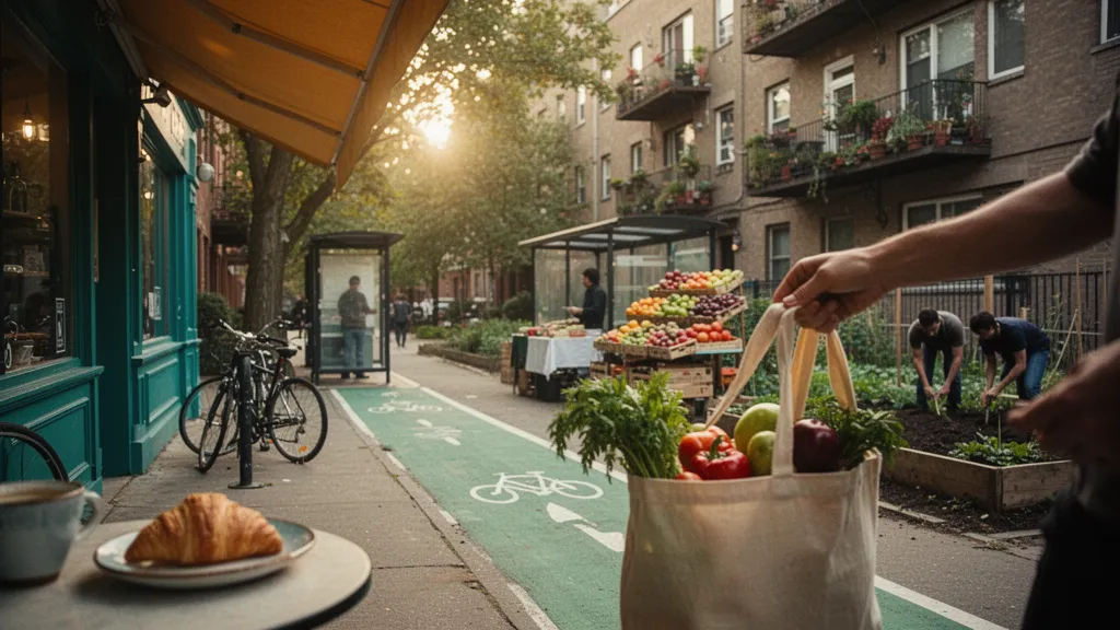 Rue commerçante et espaces verts du quartier Montigny les Metz