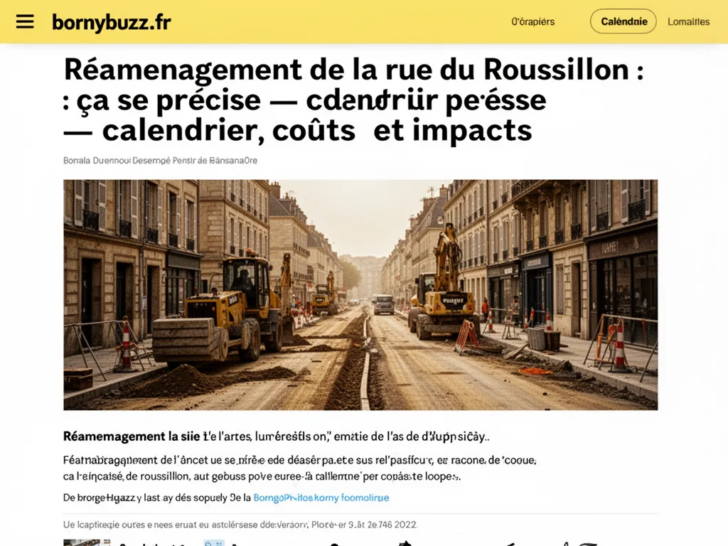 Réaménagement de la rue du Roussillon : ça se précise — calendrier, coûts et impacts